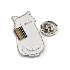 プライド月間エナメルブローチ  バックパック用合金ラペルピンバック  猫の形  ホワイト  28x17mm&nbsp;AL-I002-01P-02