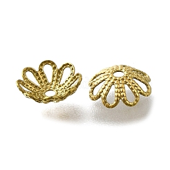 304ステンレススチールビーズキャップ  花  18KGP本金メッキ  7x2.5mm  穴：1mm&nbsp;STAS-B087-10A-G