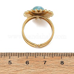 天然ラリマーカボションとステンレススチール製オープンカフリング  太陽  ゴールドカラー  17mm&nbsp;RJEW-JR01090-01