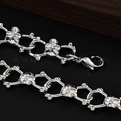 304ステンレススチール製スカルリンクチェーンネックレス、女性・男性用  ステンレス鋼色  16.14インチ（41cm）&nbsp;NJEW-A043-03P