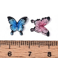 蝶をテーマにしたプリントの透明樹脂カボション  グリッターパウダー付き  ミックスカラー  10x10.5x2mm&nbsp;CRES-T025-23