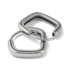 変色しない316サージカルステンレススチール製フープピアス（女性用）  ステンレス鋼色  菱形  15.5x17.5mm&nbsp;EJEW-P274-18B-P