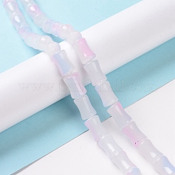 ガラスビーズ連売り  竹の棒の形  ライトスカイブルー  11.5~12x8~8.5mm  穴：1.1mm  約30個/連  14.17インチ（36cm）&nbsp;GLAA-G083-01C