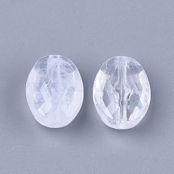 アクリルビーズ  天然石風  多面カット  オーバル  クリア＆ホワイト  17.5x13x8mm  穴：1.8mm  約422個/500g&nbsp;OACR-S028-060