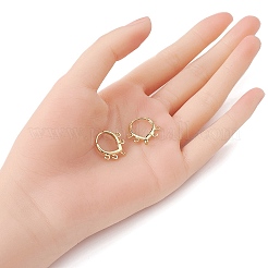 真鍮製フープピアスパーツ  水平ループ付き  ティアドロップ  18KGP本金メッキ  17.5x18x2.5mm  穴：1.2mm  ピン：0.8mm&nbsp;ZIRC-YW0001-05G