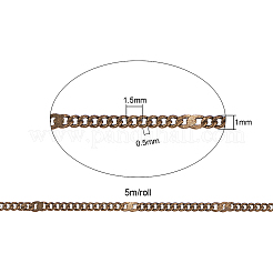 はんだ付けされた真鍮コーティングされた鉄のカーブチェーン  スプールで  アンティークブロンズ  1.5x1x0.5mm&nbsp;CH-CJ0001-01A-AB