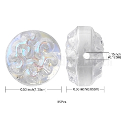 35個の透明スプレー塗装ガラスビーズ  フラットラウンド  クリアAB  13.5x8.5mm  穴：1.2mm&nbsp;GLAA-YW0001-65