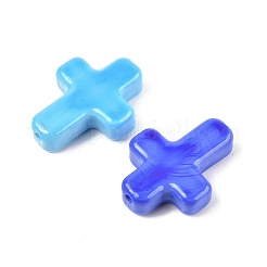 手作りランプワークビーズ  クロス  ミックスカラー  26x19.5x7.5mm  穴：1.6mm&nbsp;LAMP-Q004-01A