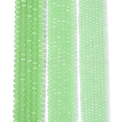 ガラスビーズ連売り  イミテーション翡翠  多面カット  ロンデル  淡緑色  6x5mm  穴：1mm  約80~85個/連  38~40cm&nbsp;LS-EGLA-A044-J6mm-D01