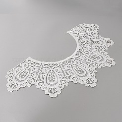 ミルクシルク刺繍フローラルレースカラー  ネックライントリム服縫製アップリケエッジフラワー  ホワイト  260x505x1.5mm&nbsp;LS-DIY-WH0504-123F