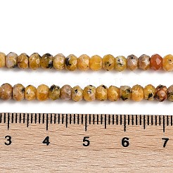 天然石ホワイトジェイドビーズ連売り  ファセットロンデル  染め  ゴールデンロッド  4~4.5x3mm  穴：1mm  約112~121個/連  13.54''~13.98''（34.4~35.5センチメートル）&nbsp;G-Z069-01X