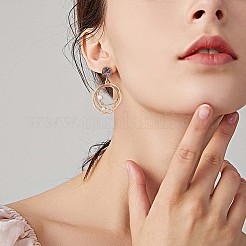 女性のためのアワビ貝のイヤリングのスタッド  真鍮シェル パール ビーズ ダングル イヤリング ジュエリー ギフト 誕生日  ゴールドカラー  50x31mm  ピン：0.7mm&nbsp;JE974A