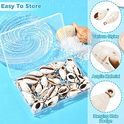 40個 8スタイル スプレー塗装不透明アクリルパーツ  模造貝チャーム  混合図形  19~33x10~18x4~14mm  穴：1.2~2mm  5個/スタイル&nbsp;ACRP-YW0001-21