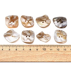 2ホール天然貝ボタン  ナゲット  貝殻色  24x19x11mm  穴：1.8mm&nbsp;SH-CBAA69B-02