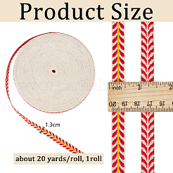 20ヤードのエスニックスタイル刺繍ポリエステルリーフリボン  ジャカードリボン  チロリアンリボン  服飾材料  レッド  1/2インチ（13mm）&nbsp;OCOR-WH0070-109B