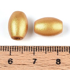 スプレー塗装されたシマウッドビーズ  ライス  ゴールド  12~12.5x8~8.5mm  穴：2~2.6mm&nbsp;WOOD-T032-30A-01
