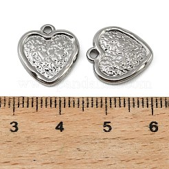 304ステンレスペンダント  バレンタインデーのハートチャーム  ステンレス鋼色  15x14x2mm  穴：1.5mm&nbsp;STAS-Z198-01P