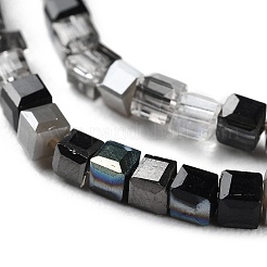 電気メッキガラスビーズセット  正方形  ブラック  2.5x2.5x2.5mm  穴：0.7mm  約180~182個/連  16.93''~17.13''（43~43.5センチメートル）&nbsp;GLAA-P056-02A