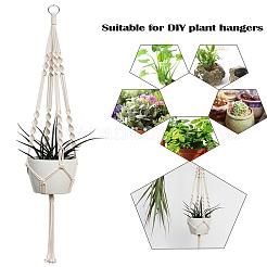 Diyの織り網/網の形の家の装飾品  鉄リンクリング付き  ウッドビーズとコットンストリングスレッド  プラチナ&nbsp;DIY-PH0027-05