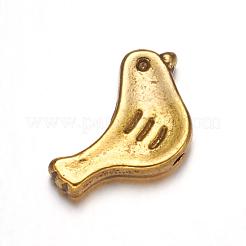チベット風合金ビーズ  鳥  カドミウムフリー＆鉛フリー  アンティーク黄金  9x15x2.5mm  穴：1.5mm&nbsp;GAB5587Y