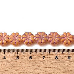 塗装ガラスビーズ連売り  ゴールドライン入り  花  ミックスカラー  10~10.5x4~4.5mm  穴：1mm  約35個/連  13.58''（34.5センチメートル）&nbsp;GLAA-Z021-17