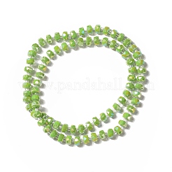 ガラスビーズ連売り  多面カット  フラットラウンド  オリーブドラブ  8x5mm  穴：1.2mm  約78~80個/連  20.47~21.25インチ（52~54cm）&nbsp;GLAA-G097-05C