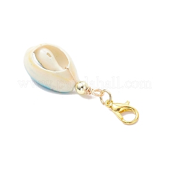 プリントされたタカラガイのペンダント装飾  合金製カニカン付き  ミックスカラー  43~44mm&nbsp;HJEW-JM03787
