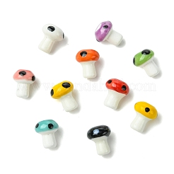 45 個 9 色の手作り磁器ビーズ  手描きの陶器ビーズ  キノコ  ミックスカラー  12x10~10.5mm  穴：2mm  5個/カラー&nbsp;PORC-CJ0001-24