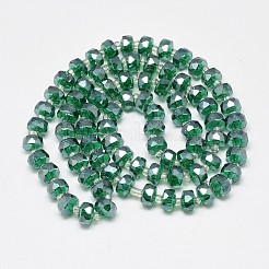 電気メッキガラスビーズセット  虹メッキ  多面カット  フラットラウンド  シーグリーン  7~8x5mm  穴：1mm  約78~80個/連  20.86~21.65インチ（53~55cm）&nbsp;EGLA-Q083-8mm-A01