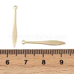 真鍮チャーム  カドミウムフリー＆鉛フリー  ティアドロップ  24KGP本金メッキ  25x2.5x0.5mm  穴：1mm&nbsp;KK-P310-10G