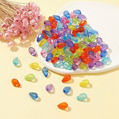 100個透明アクリルビーズ  多面カット  ティアドロップ  ミックスカラー  12x8mm  穴：1.5mm&nbsp;MACR-YW0002-10