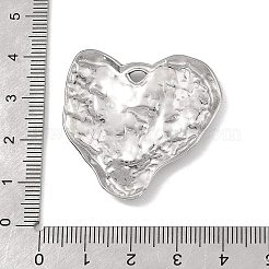 バレンタインデー 304 ステンレススチールペンダント  ハンマーで叩いたハートのチャーム  ステンレス鋼色  35x35x3mm  穴：2x3.5mm&nbsp;SA-B006-01P-C
