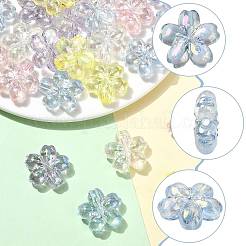 5色UVメッキ透明アクリルビーズ40個  さくらの花  ABカラーメッキ  ミックスカラー  22.5x23x9mm  穴：2mm  8個/カラー&nbsp;OACR-FS0002-86