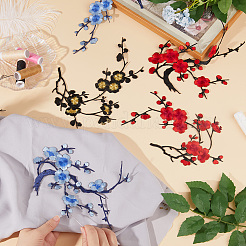 6 個 6 スタイルの梅の花の形のアップリケ  刺繍糸 アイロン接着/布パッチの縫い付け  マスクと衣装のアクセサリー  ミックスカラー  150~215x120~205x1mm 1ピース/スタイル&nbsp;PATC-GF0001-07