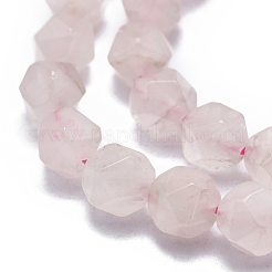 天然石ローズクォーツビーズ連売り  多面カット  ラウンド  スターカットラウンドビーズ  9~10mm  穴：1.2mm  約38~40個/連  14.5インチ〜15.9インチ（37~40.5cm）&nbsp;G-K303-B15-10MM