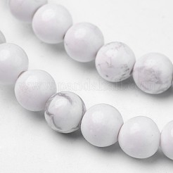 天然石ハウライトビーズ連売り  ラウンド  6mm  穴：1mm  約63個/連  15.1インチ&nbsp;G-D809-10-6mm