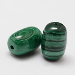 冬瓜の天然マラカイトビーズ  12x8mm  穴：1mm&nbsp;X-G-I178-03-8x12