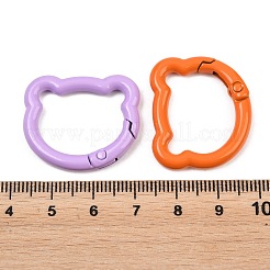 スプレー塗装された合金スプリングゲートリング  猫の形  ミックスカラー  25x29x4mm&nbsp;FIND-T073-01M
