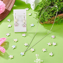 30色合金ラインストーンペンダント5個。  エナメルスタイル  花  プラチナ  ミックスカラー  15.5x13x3.5mm  穴：1.2mm  6個/カラー&nbsp;RB-TA0001-37