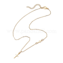 クロス 304 ステンレス ペンダント ネックレス  ゴールドカラー  15.67インチ（39.8cm）&nbsp;NJEW-JN05200-01