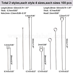 304ステンレス鋼のアイピンとフラットヘッドピン  ステンレス鋼色  800個/箱&nbsp;STAS-PH0001-19P