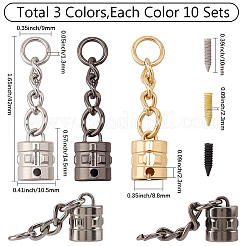 30セット3色の合金コードエンド  コラム  ジャンプリングとネジ付き  ミックスカラー  42mm  10セット&nbsp;FIND-SC0023-70