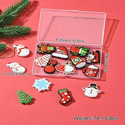15個 15スタイル クリスマステーマ シリコンフォーカルビーズ  混合図形  ミックスカラー  24.5~31x18~30x7~8.5mm  穴：2~3mm  1個/スタイル&nbsp;SIL-CJ0001-70