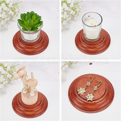 木製ディスプレイ  フラットラウンド  レッドオレンジ  9.5x2.05cm&nbsp;AJEW-WH0251-18-1