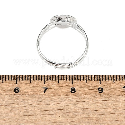 真鍮製リングパーツ  パッドリングパーツ  調整可能  銀色のメッキ  18mm内径  トレイ：10mm&nbsp;KK-C3044-10mm-S-1