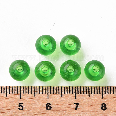 透明なアクリルビーズ  ラウンド  芝生の緑  8x7mm  穴：2mm  約1745個/500g&nbsp;MACR-S370-A8mm-734-1