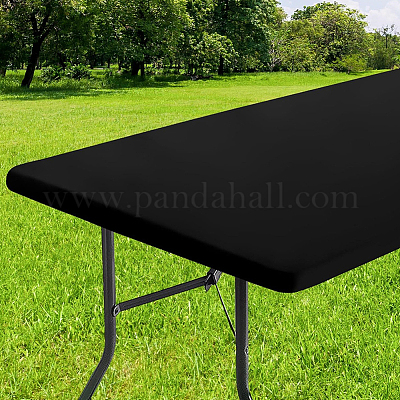 ポリエステルテーブルクロス  家の装飾用  長方形  ブラック  1200x750x0.5mm&nbsp;AJEW-GF0013-22A-04-1
