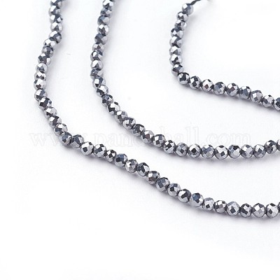 テラヘルツストーンビーズ連売り  多面カット  ラウンド  2~2.5mm  穴：0.5mm  約180~200個/連  14.5~16.1インチ（37~41cm）&nbsp;G-F619-18-2mm-1