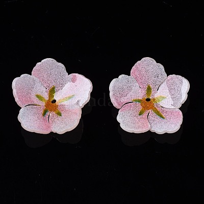 プラスチックビーズ  花  ピンク  20x21x5mm  穴：1.2mm&nbsp;KY-N015-024A-01-1