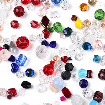 ミックススタイルのペイントガラスビーズ  混合図形  ミックスカラー  4~20x4~12x3.5~11mm  穴：0.8~1.6mm  約555個/500g&nbsp;GLAA-T029-19-1